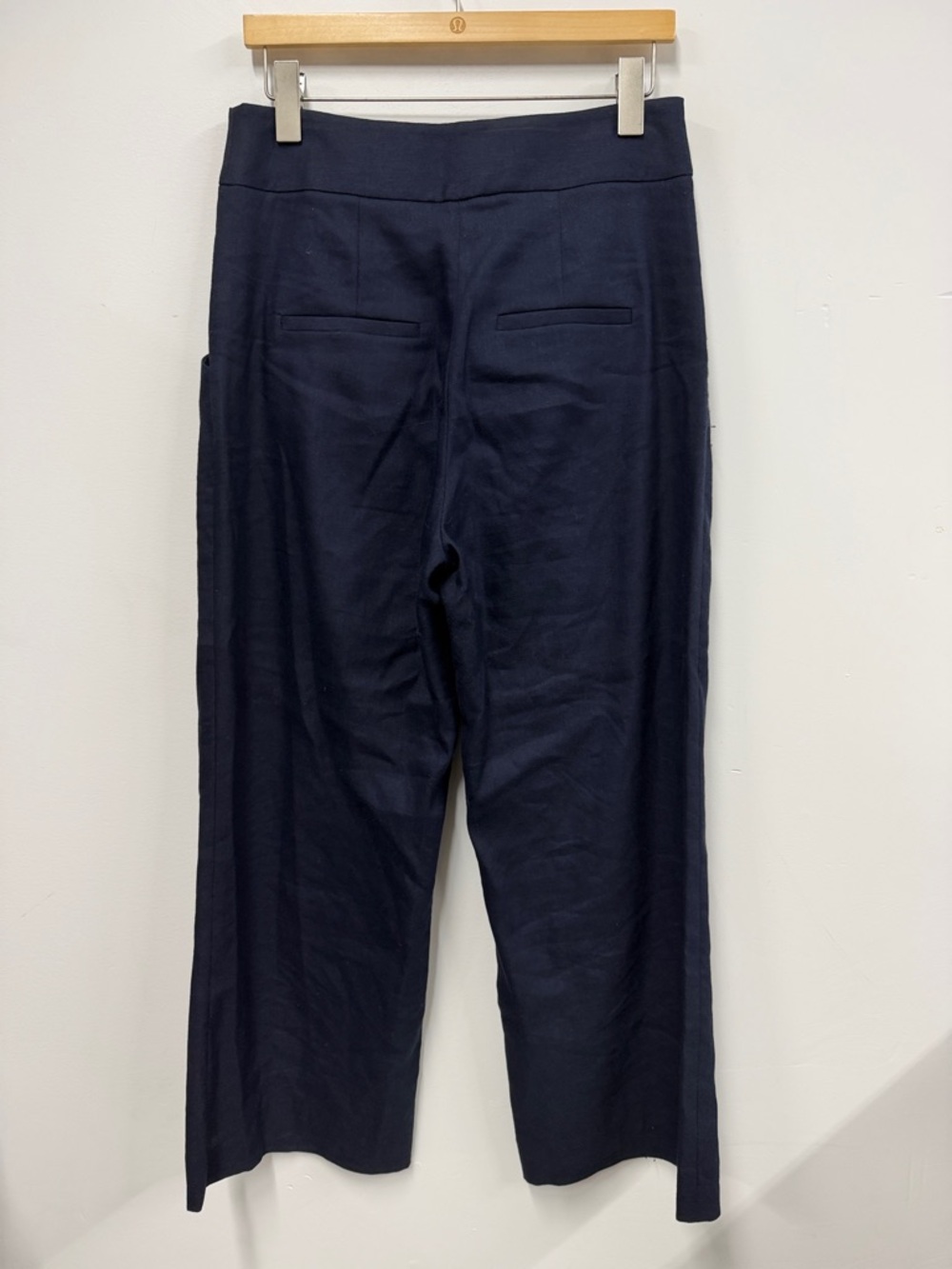 Veronica Beard Kuna linen blend wide navy leg pants 8 - Picture 6 of 9